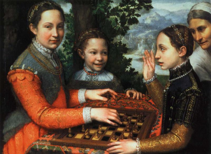 anguissola sofonisba tre schackspelande systrar oil painting image